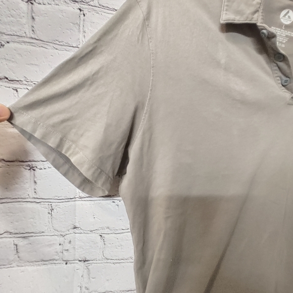 American Giant Mens Large Polo Well Worn Short Sleeve Cotton Grey Pocketed Shirt - Picture 6 of 10